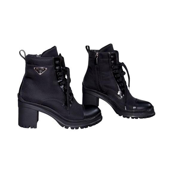 Prada Nylon Lace Up Booties - Picture 1 of 3
